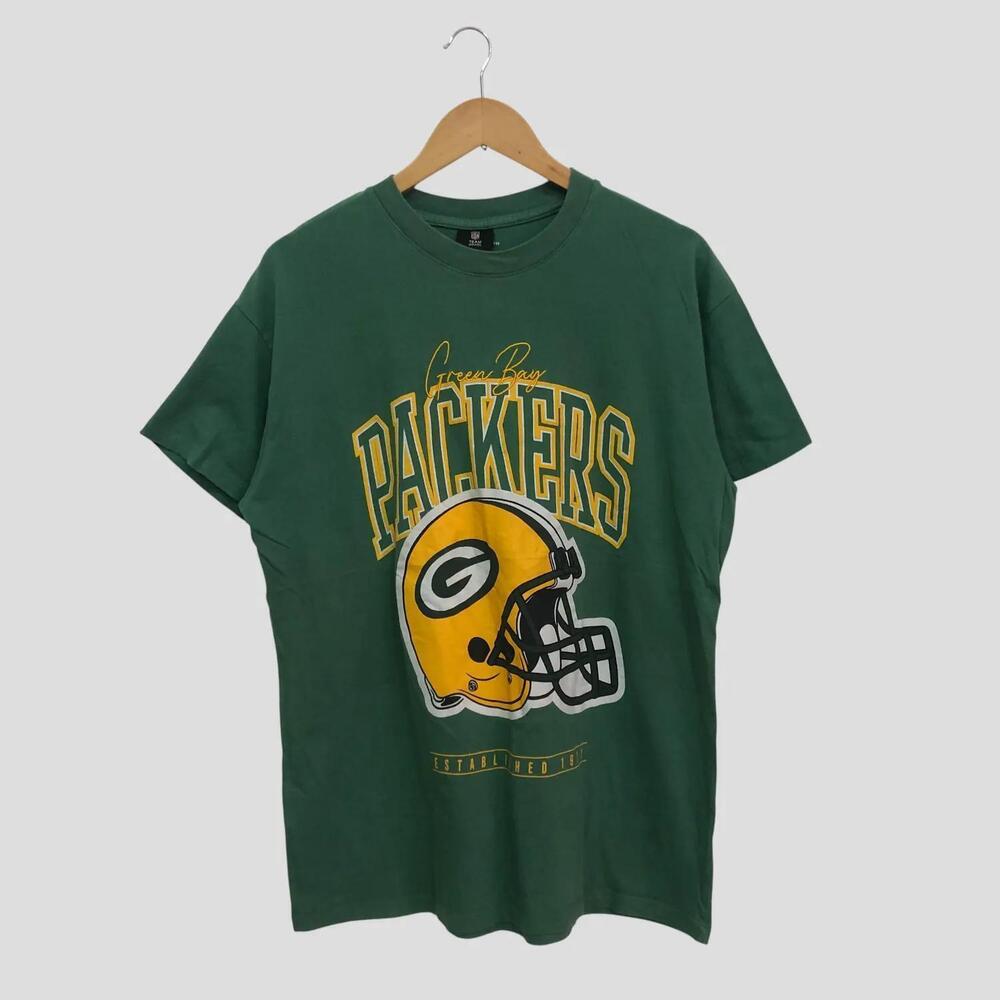 Y2K Green Bay Packers Green T-Shirt Nfl Football Crewneck Tee Size L